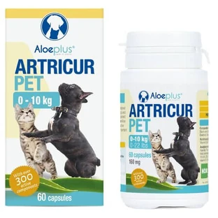 Artricur : complément alimentaire pour les articulations et la mobilité des chiens et des chats, 200 mg, 60 gélules, Aloeplus