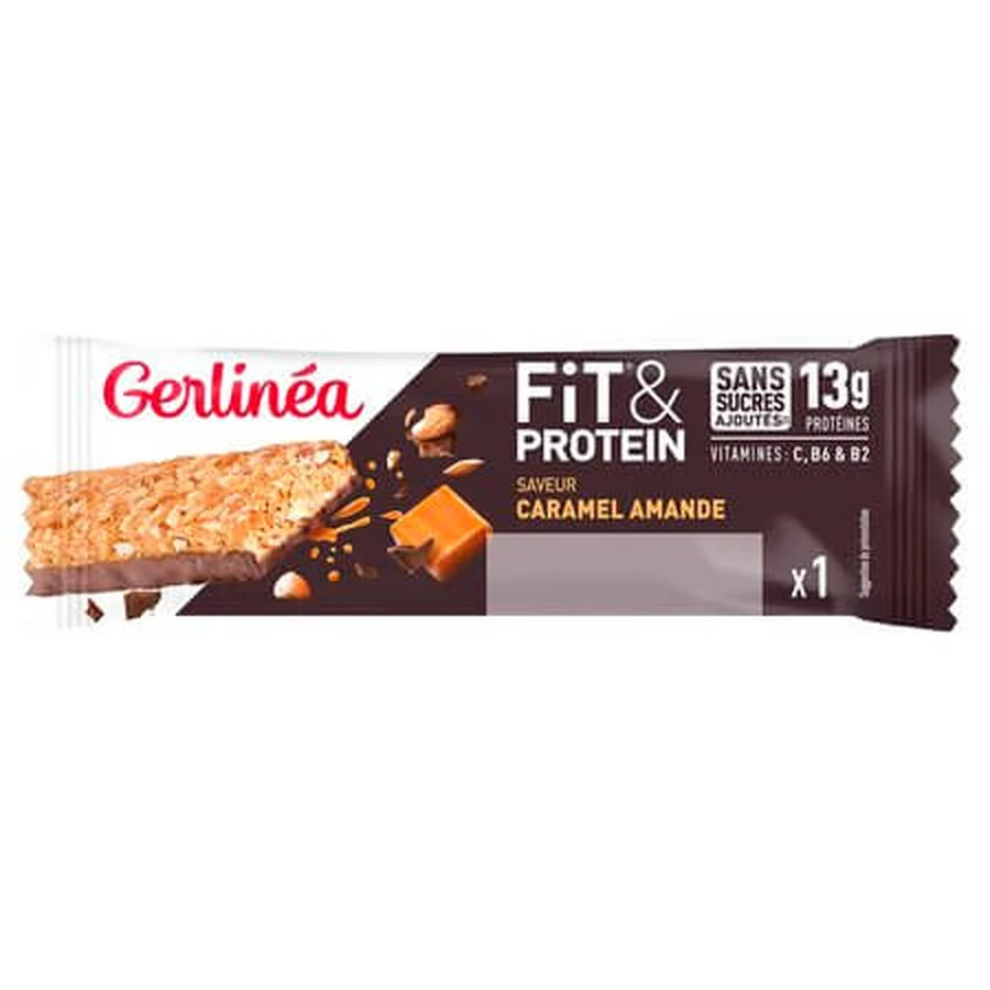Fit & Protein Caramel and Almond Protein Bar, 45 g, Gerlinea