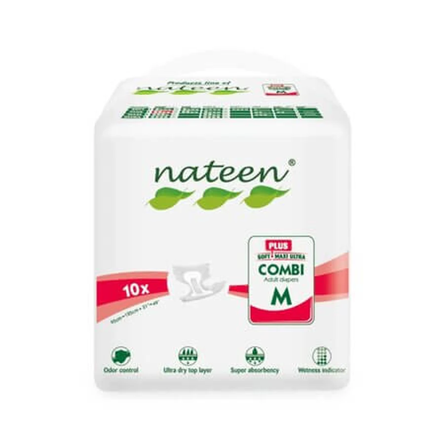 Pieluchy dla dorosłych Combi Plus Line, rozmiar M, opakowanie 10 sztuk, Nateen: ceny i cechy