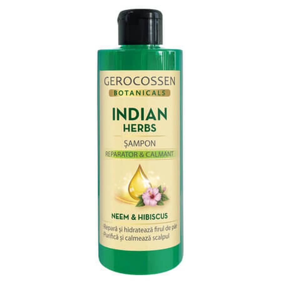 Botanicals Indian Herbs Regenerierendes und beruhigendes Shampoo mit Neem und Hibiskus, 400 ml, Gerocossen