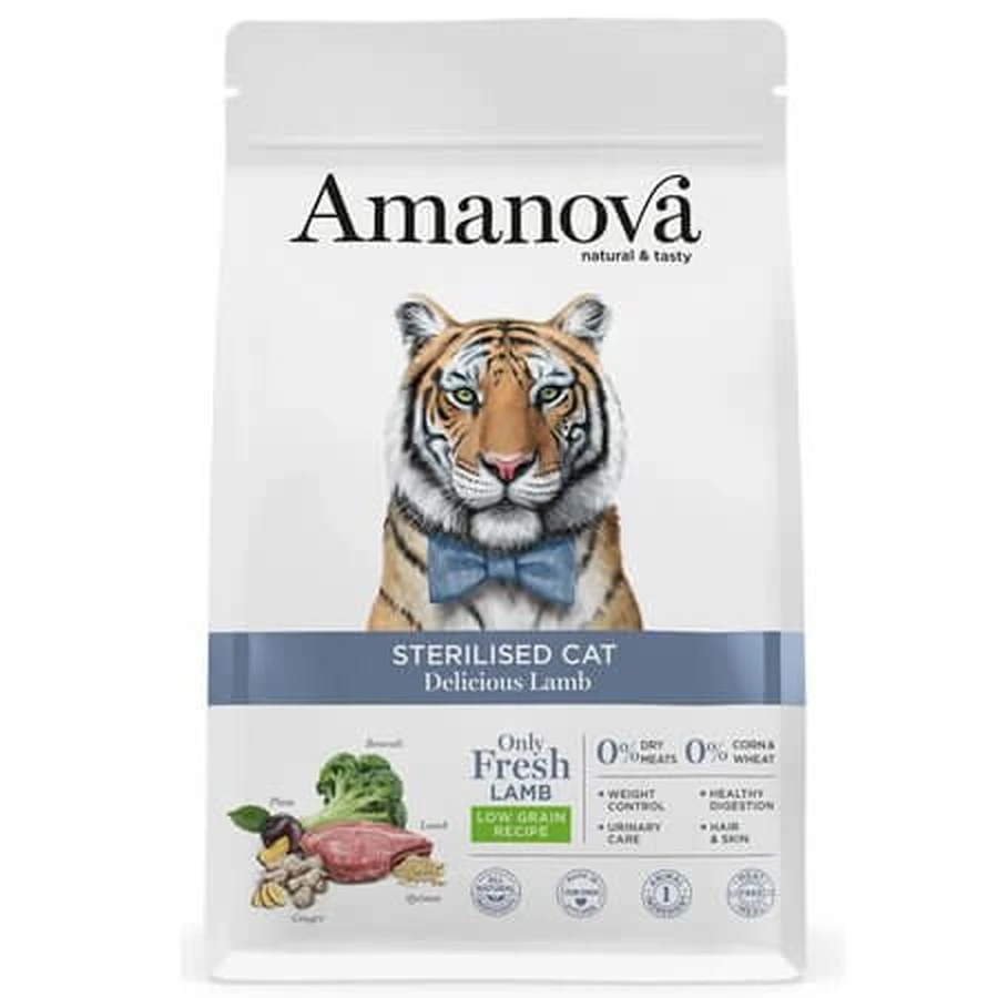 Hrana uscata cu miel pentru pisici adulte sterilizate Sterilized, 1.5 kg, Amanova