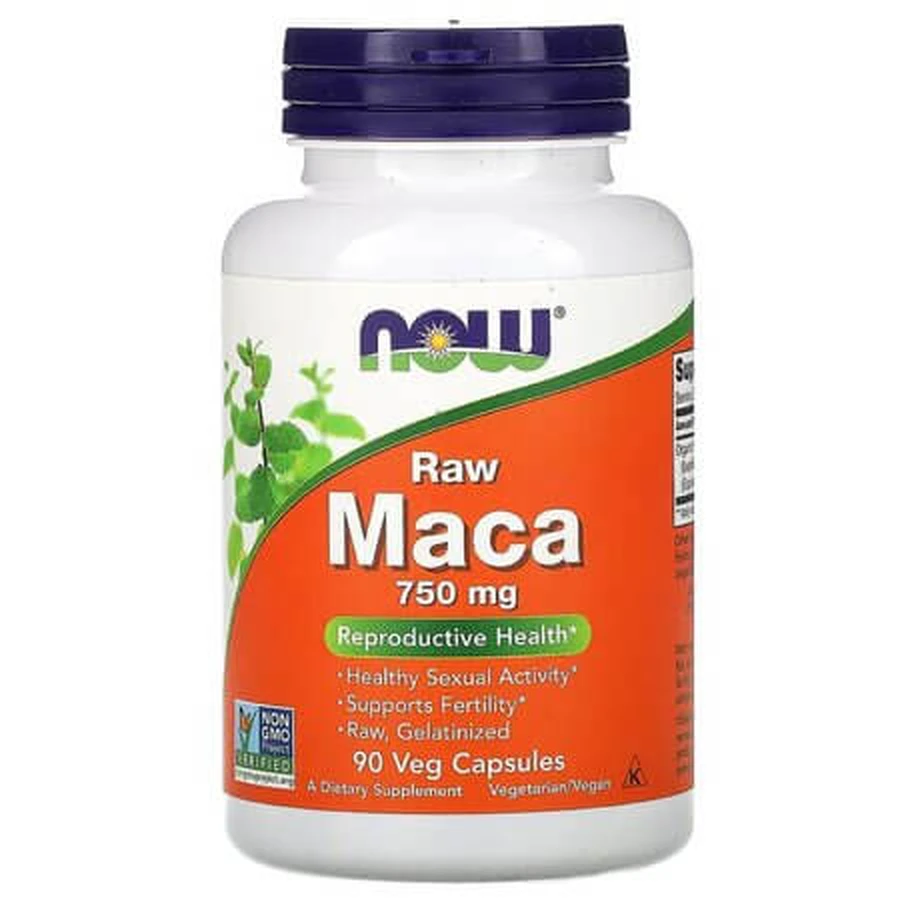 Rauw Maca 6:1-concentraat, 750 mg, 90 vegetarische capsules, Now Foods