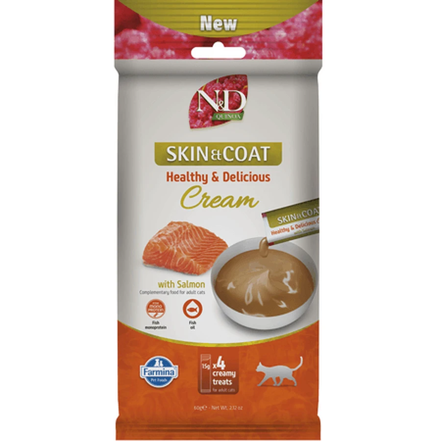 N&D Quinoa Skin & Coat Creamy Salmon Cat Treats, 4x15 g, Farmina