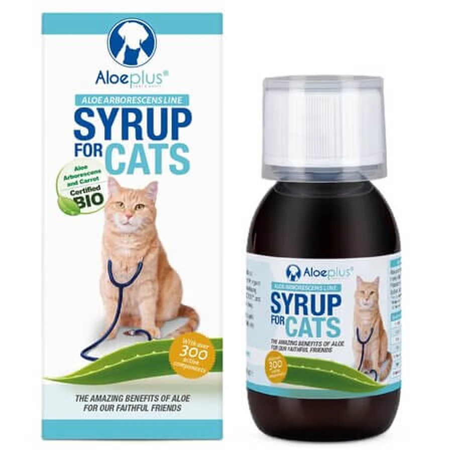 Aloe-, Möhren- und Honigsirup für Katzen, 100 ml, Aloeplus