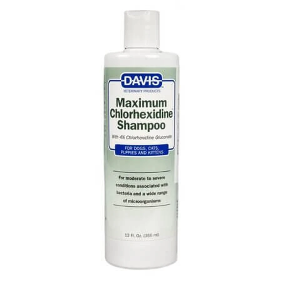 Breedspectrum antiseptische shampoo voor honden, katten en paarden: Maximum Chlorhexidine, 355 ml, Davis