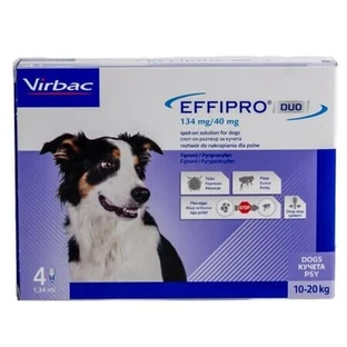 Effipro Duo - Traitement contre les puces et les tiques pour chiens, taille M (10 à 20 kg), 4 pipettes, Virbac