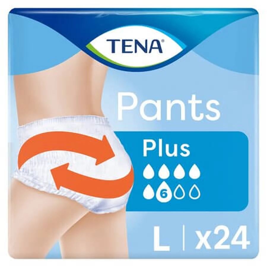 Pants Plus Adult Pull-Up Diapers, L, 24-pack, Tena