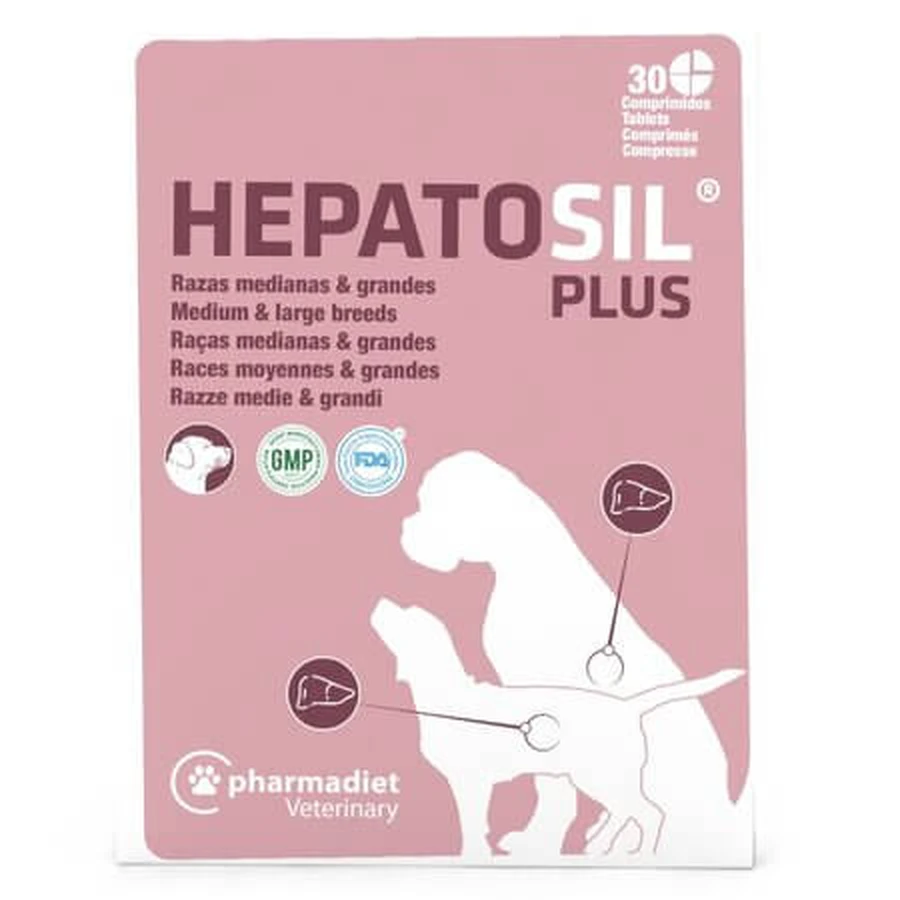 Liver Health Supplement for Large and Medium-Sized Dog Breeds: Hepatosil Plus, 30 tablets, Pharmadiet