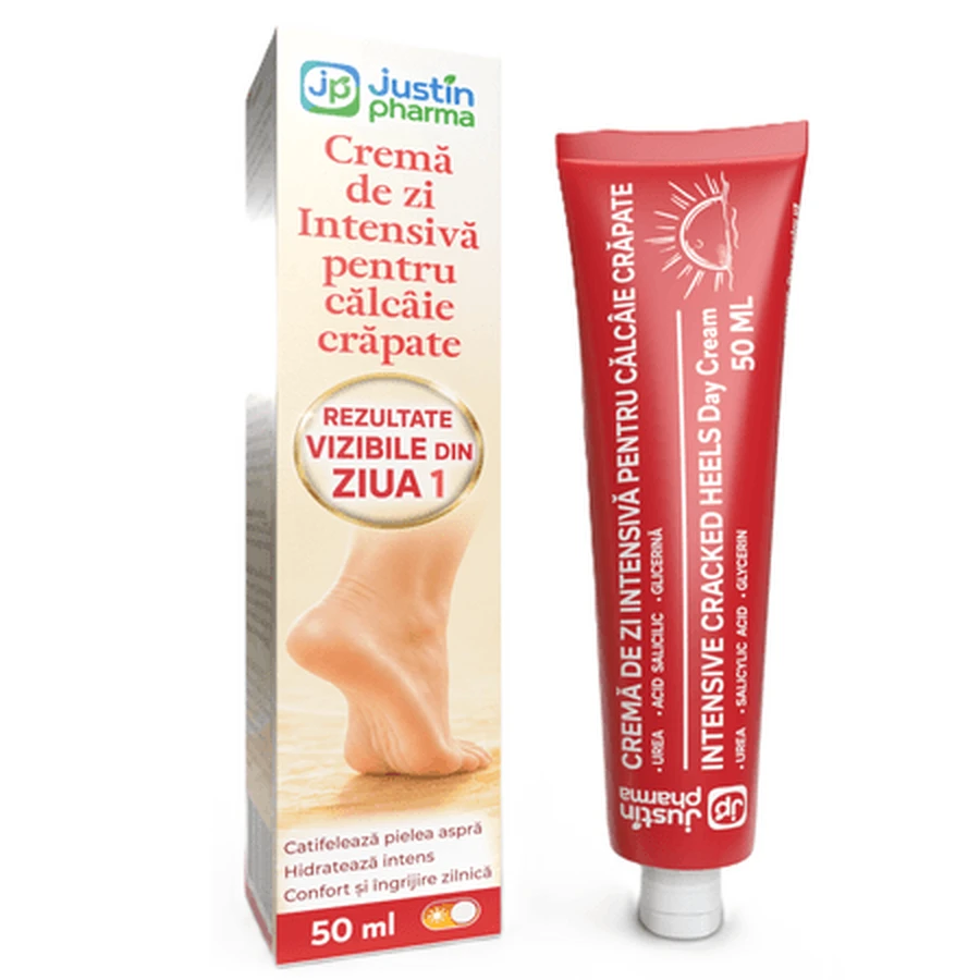 Dagcrème met ureum en glycerine voor gebarsten hielen, 50 ml, Justin Pharma