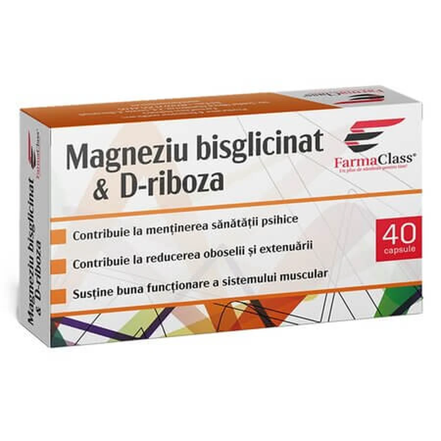 Magnesium Bisglycinate & D-Ribose, 40 capsules, FarmaClass