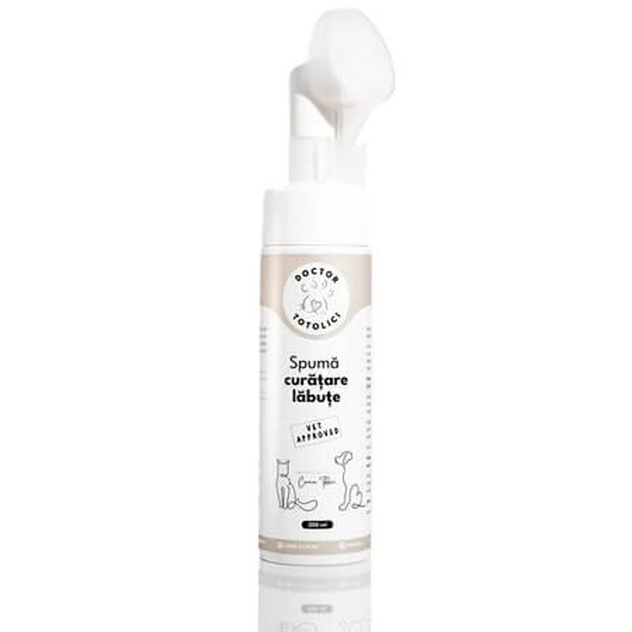 Mousse nettoyante pour pattes sans rinçage, 200 ml, Doctor Totolici