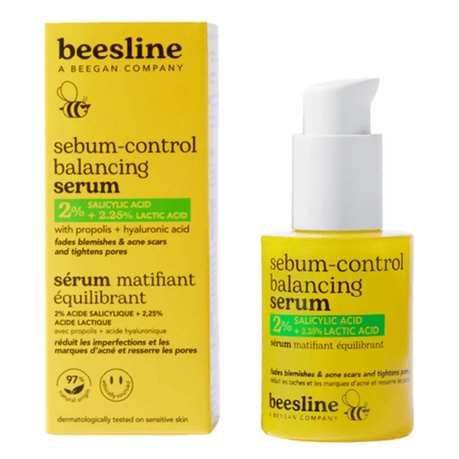 Serum do twarzy z kwasem salicylowym i mlekowym regulujące wydzielanie sebum, 30 ml, Beesline: ceny i cechy