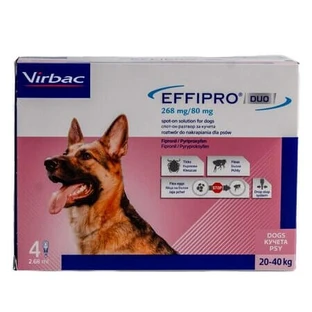 Effipro Duo Floh- und Zeckenbehandlung für Hunde, L (20–40 kg), 4 Pipetten, Virbac