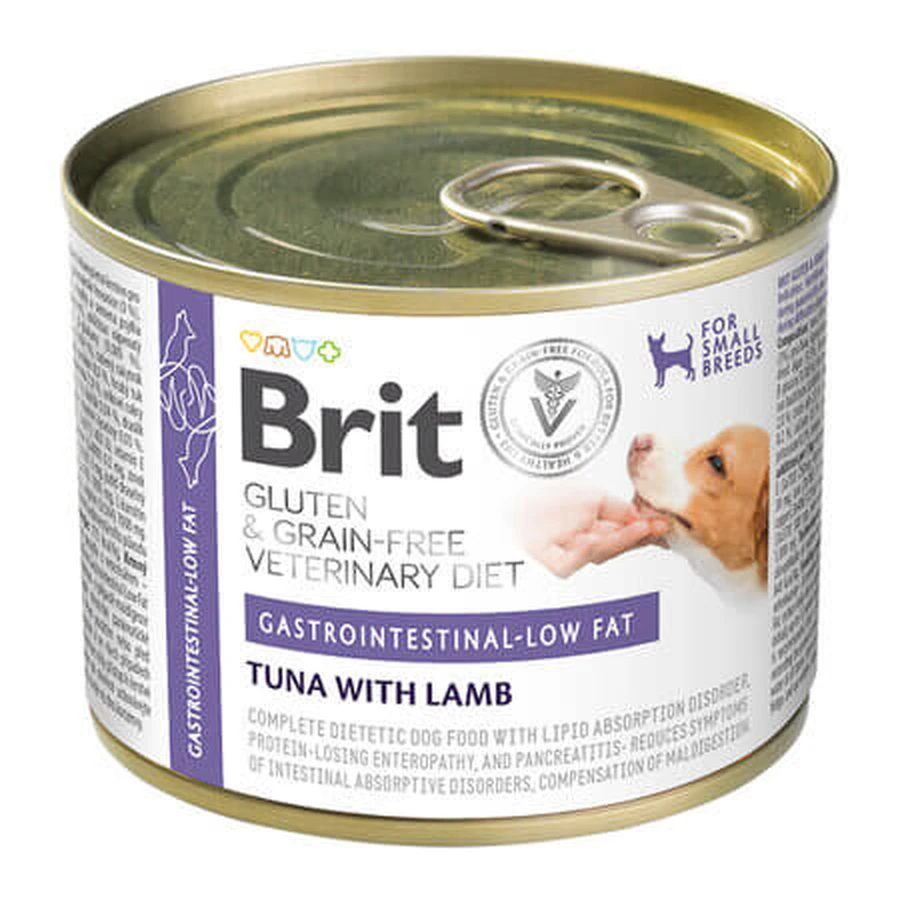 Comida húmeda para perros con bajo contenido en grasas, apta para sistemas gastrointestinales sensibles, con salmón y guisantes, 200 g, Brit