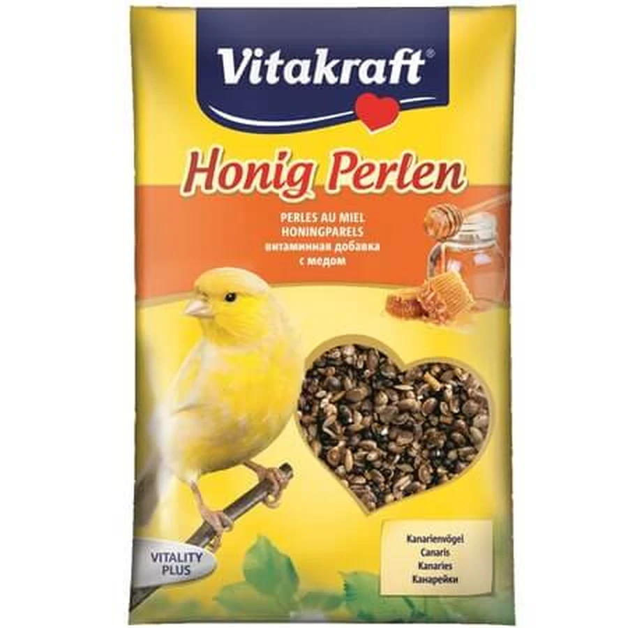 Vitamins with Honey for Parakeets Honig Perlen, 20 g, Vitakraft