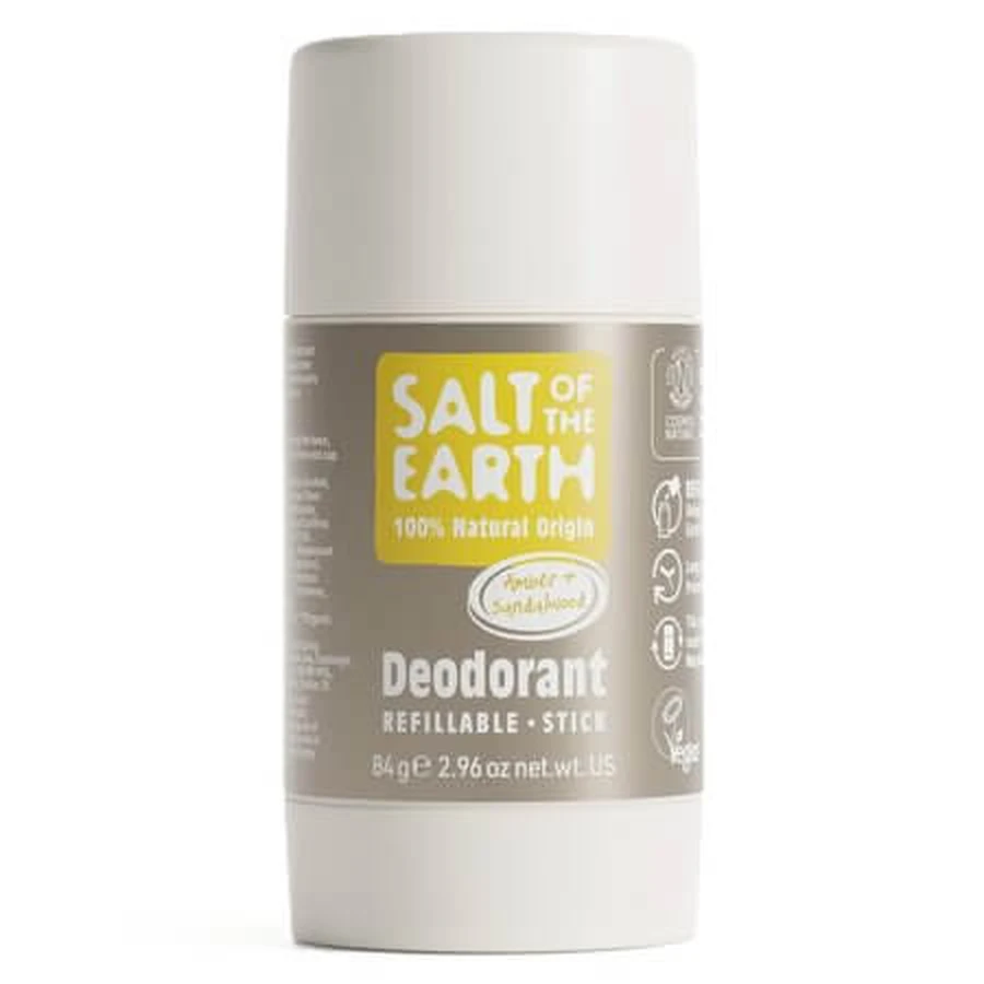 Déodorant stick naturel au bois de santal ambré, 84 g, Salt Of The Earth