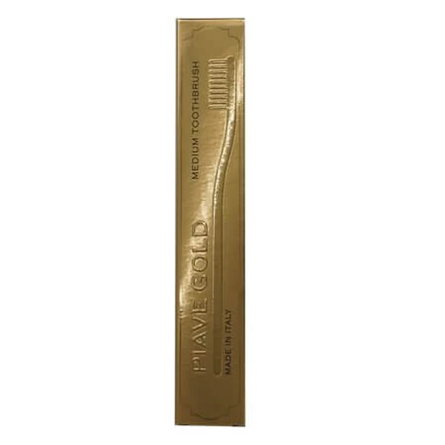Classic Toothbrush with Gold-Colored Handle, 1 piece, Piave