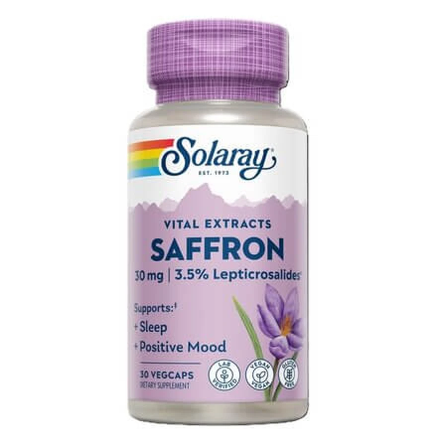 Solaray Saffron, 30 mg, 30 vegetarian capsules, Secom