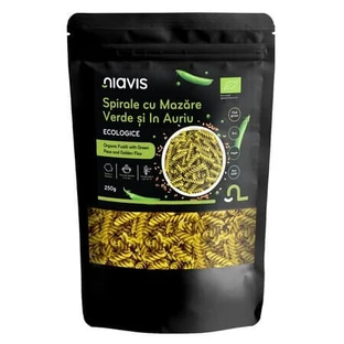 Biologische spiraalpasta met groene en gouden erwten, 250 g, Niavis