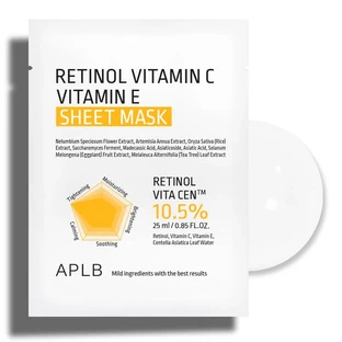 Sheetmasker met retinol, vitamine C en vitamine E, 25 ml, Aplb