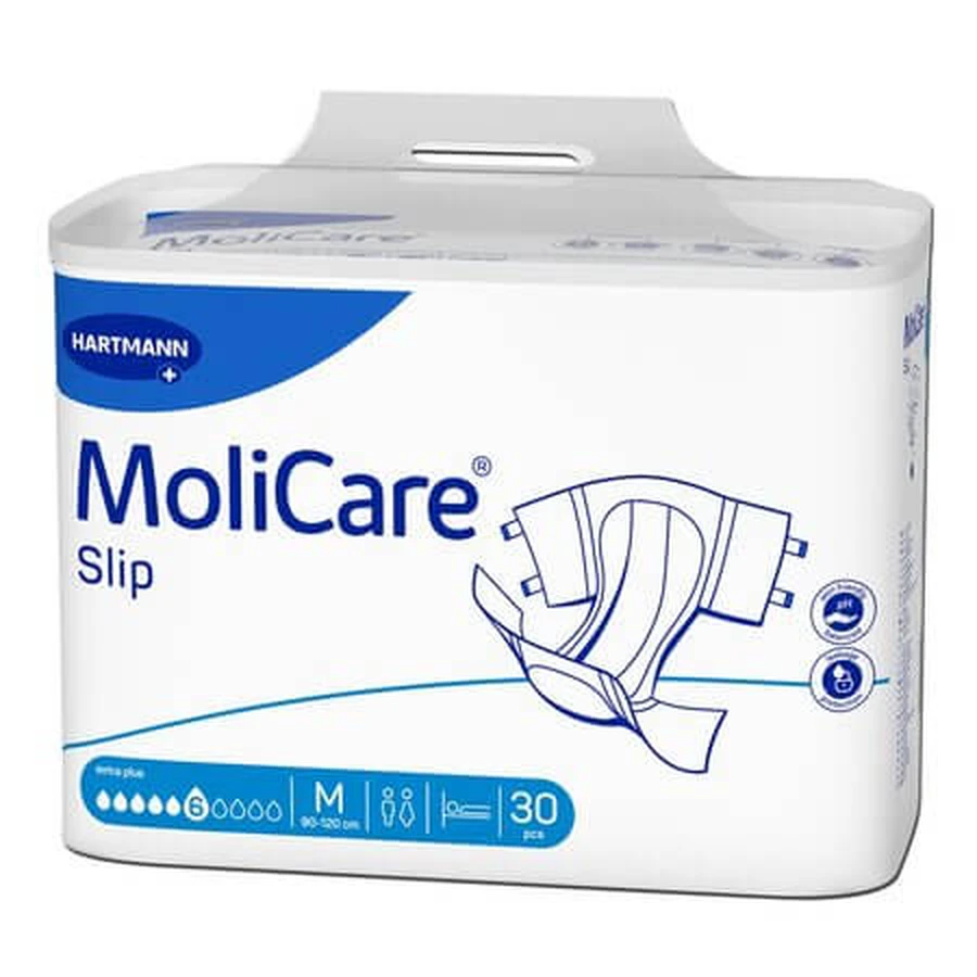 Couches pour adultes souffrant d'incontinence sévère MoliCare Slip Extra Plus, taille M, lot de 30, Hartmann