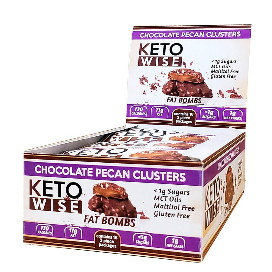 Keto Wise Fat Bombs, Chocolate Walnut Pecan Flavored Pecan Chocolate Covered Candy, 32 G
