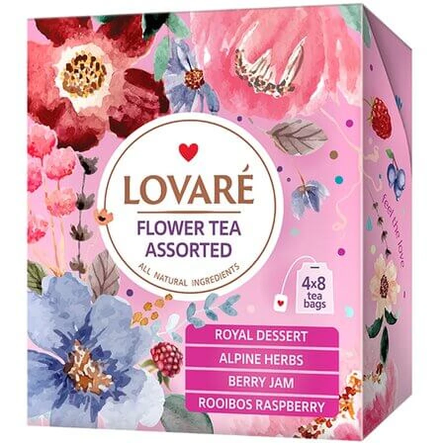 Mélange de thés aux fleurs, 32 sachets de 1,5 g, Lovare