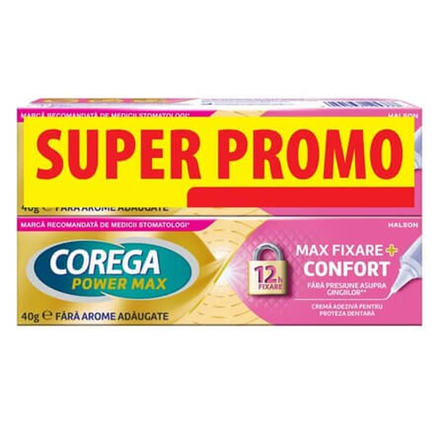 Corega Max Fix Comfort Denture Adhesive Cream Pack, 2x40 g, Haleon
