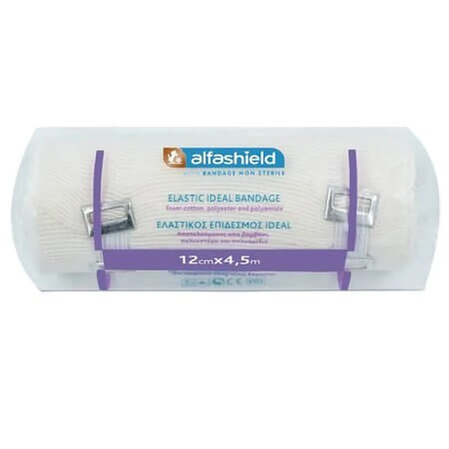 Elastic Bandage, 12 cm x 4.5 m, 1 piece, Alfashield