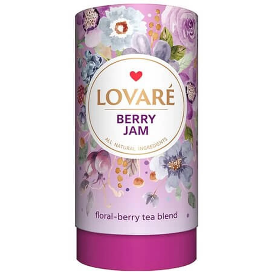 Berry Jam Hibiscus, Berries, and Flower Petals Tea Blend, 80 g, Lovare