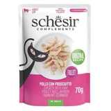 Ergänzungsfuttermittel: Nassfutter für Katzen mit Huhn und Schinken in Gelee, 70 g, Schesir