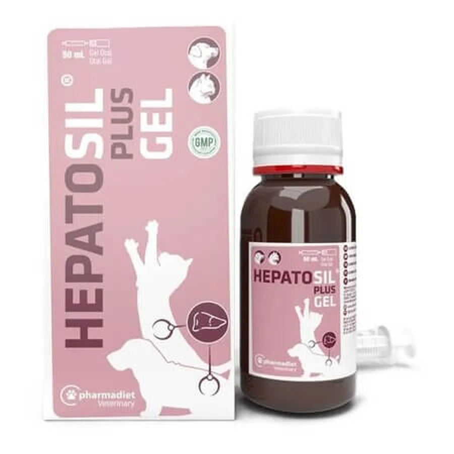 Supplement to support liver function in small-breed dogs and cats: Hepatosil Plus Gel, 50 ml, Pharmadiet