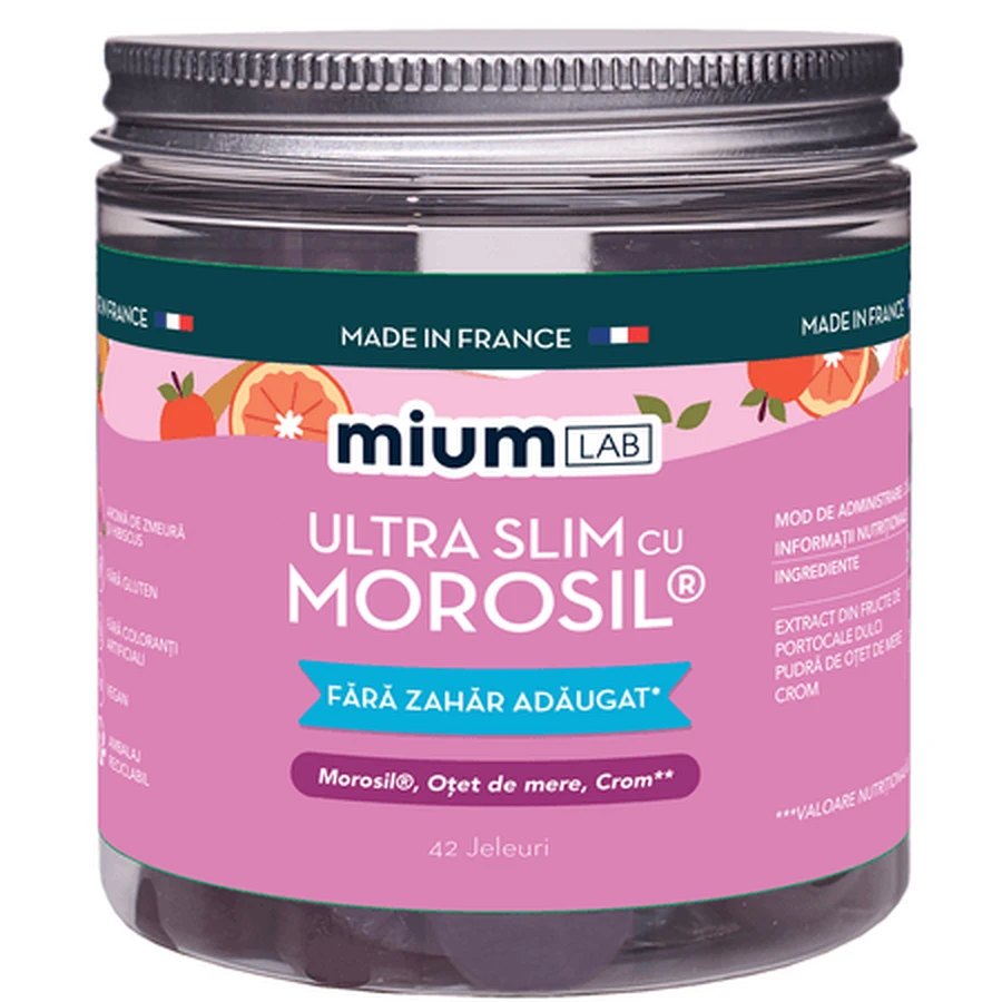 Ultraslim supplement with orange, apple cider vinegar, and chromium with Morosil, 42 gummies, Mium Lab