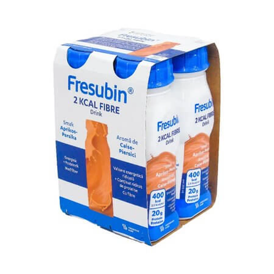 Fresubin 2 kcal vezelrijke drank met abrikozen- en perziksmaak, 4 x 200 ml, Fresenius Kabi