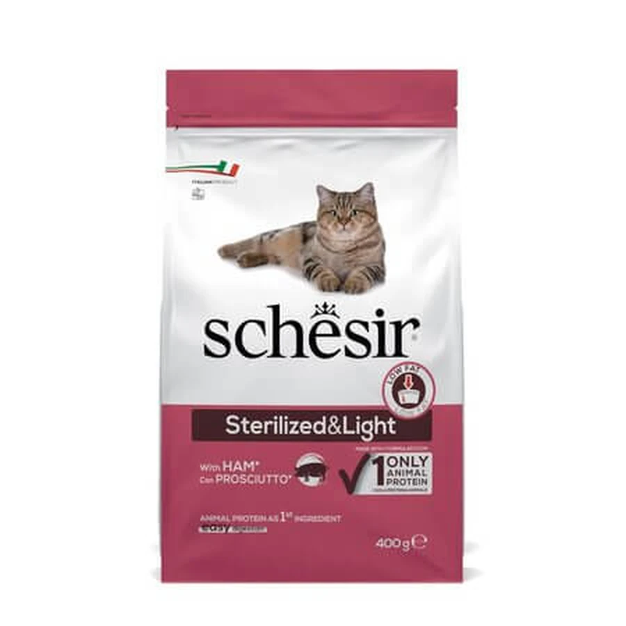 Cibo secco leggero per gatti sterilizzati al prosciutto, 400 g, Schesir