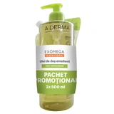 Exomega Control Verzachtende Doucheolieset + Navulling, 500 ml + 500 ml, A-Derma