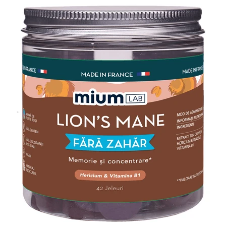 Lion's Mane Supplement with Hericium erinaceus and Vitamin B12, 42 gummies, Mium Lab