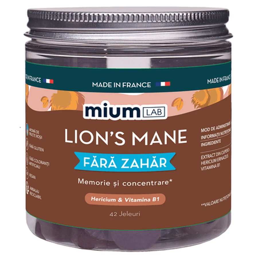 Supliment pe baza de hercium erinaceus si Vitamina B12 Lion's Mane, 42 jeleuri, Mium Lab