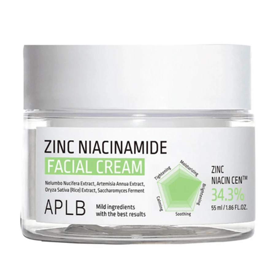 Gezichtscrème om overtollig talg in balans te brengen met zink en niacinamide, 55 ml, Aplb