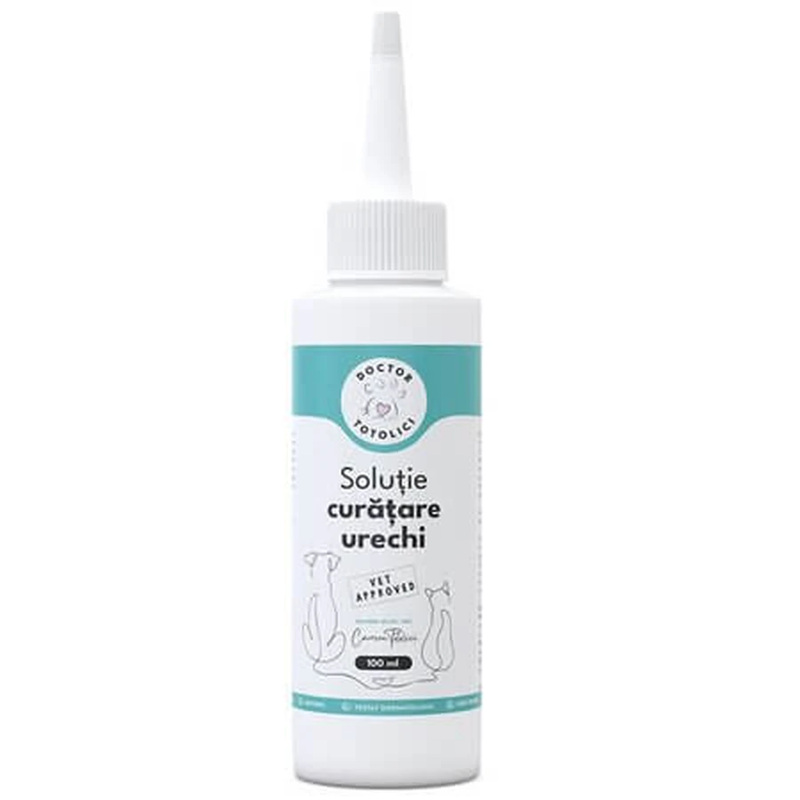 Natural solution for routine ear care in dogs and cats, 100 ml, Doctor Totolici