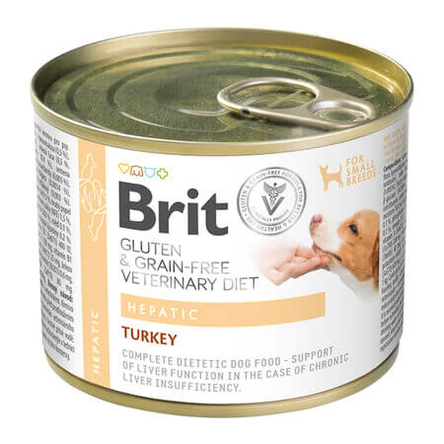 Hrana umeda din curcan pentru caini Hepatic, 200 g, Brit