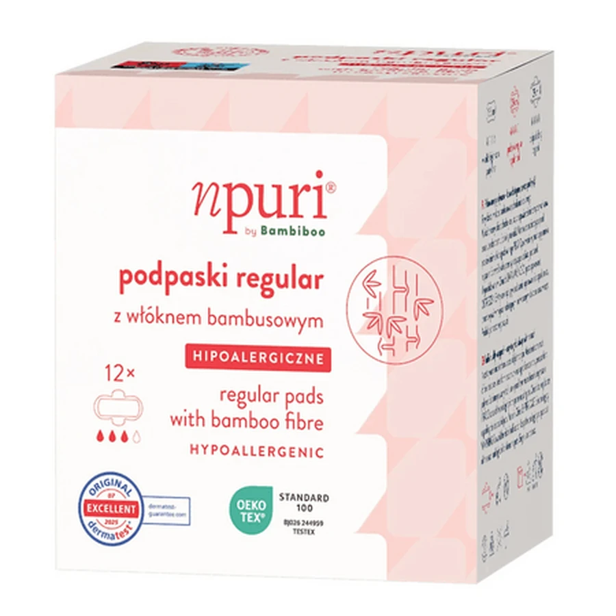 Daytime Sanitary Pads with Bamboo Fiber, 12 Count, npuri by Bambiboo