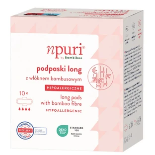 Overnight sanitary pads with bamboo fiber, 10 pieces, npuri by Bambiboo