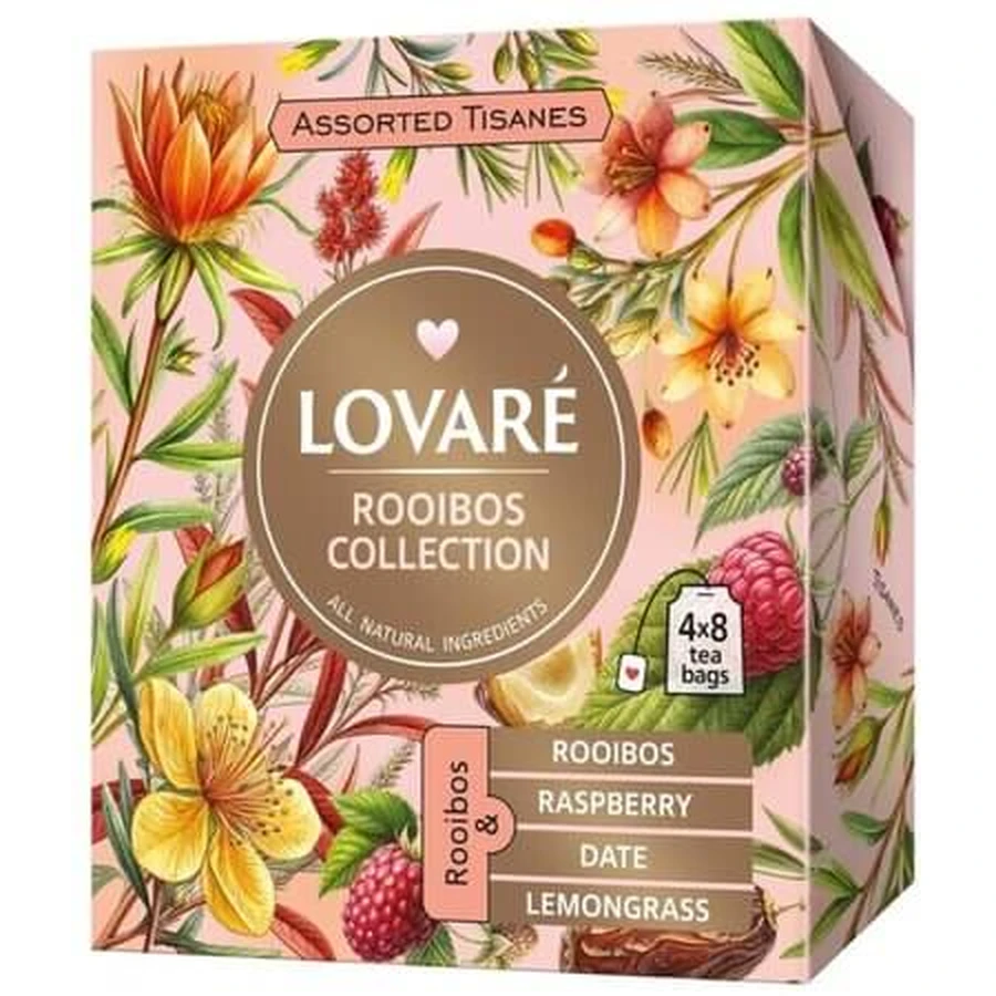 Rooibons Collection – Rooibos-Teemischung, 32 Teebeutel à 1,5 g, Lovare