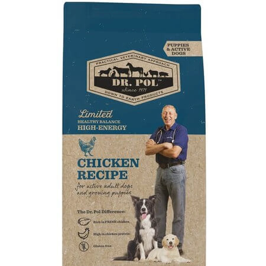 Droogvoer voor puppy's en actieve honden met kip, 2 kg, Dr. Pol