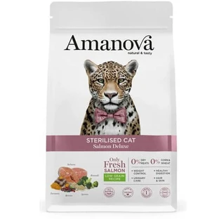 Croquettes au saumon pour chats adultes stérilisés, 1,5 kg, Amanova