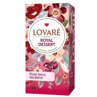 Royal Dessert: theemengsel met hibiscus, fruit en bloemblaadjes, 24 theezakjes à 1,5 g, Lovare