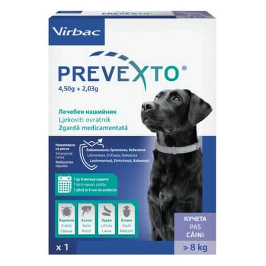 Prevexto Anti-Parasite Collar for Large Dogs (> 8 kg), 1 piece, Virbac