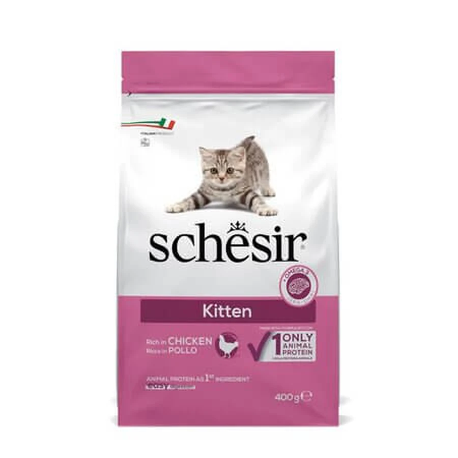 Pienso seco para gatitos Schesir con pollo, 400 g