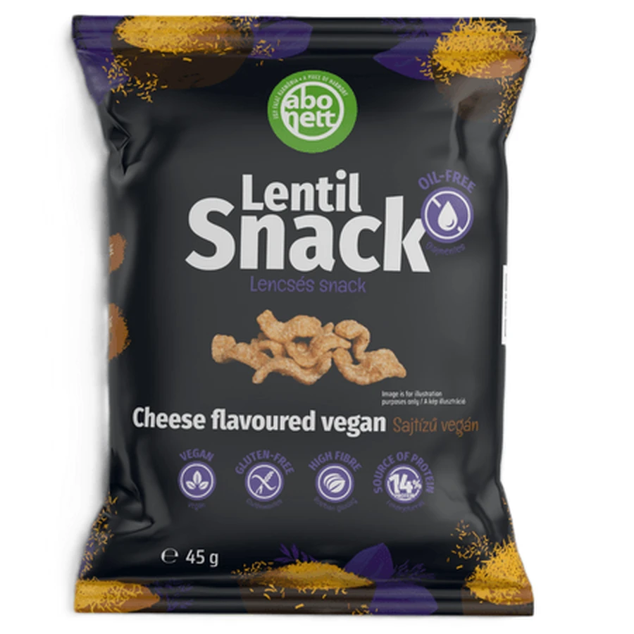 Lentil Chips with Cheese Flavor, Lentil Snack, 45 g, Abonett